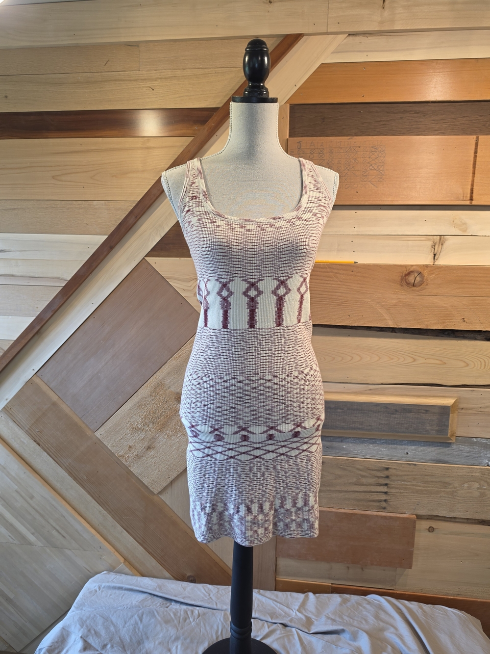 27 Miles Malibu Cream and Mauve Knit Tank Dress